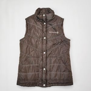 Free Country Brown Herringbone High Neck Snap Vest